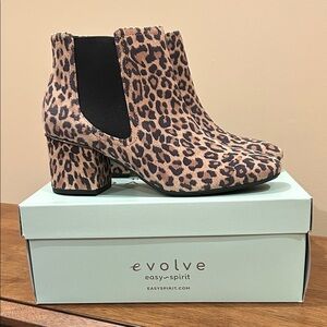 Easy Spirit Evolve Leopard Print Ankle Boots